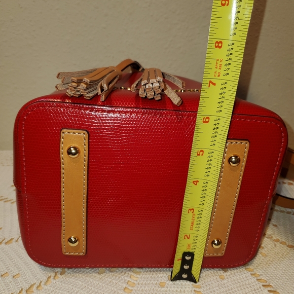 Dooney & Bourke Red Leather Drawstring Crossbody Bag - Picture 9 of 12